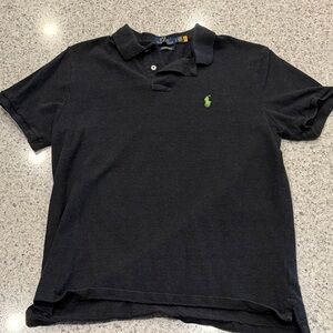 Polo Ralph Lauren Dark Grey/Black Polo Shirt with Green Logo Size Large Slim